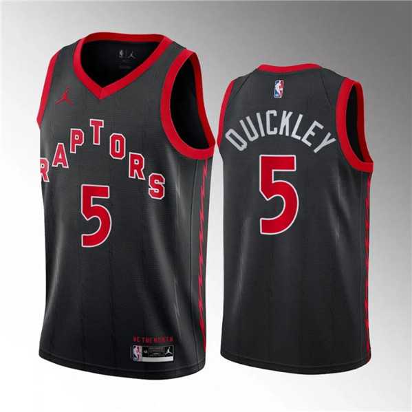 Men%27s Toronto Raptors #5 Immanuel Quickley Black Statement Edition Stitched Basketball Jersey Dzhi